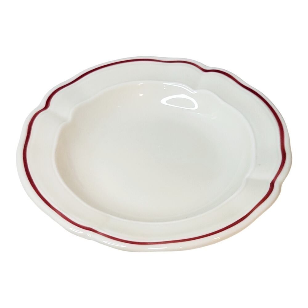 Vintage Bernardaud Limoges France White with Red Trim Ashtray Trinket Dish‎